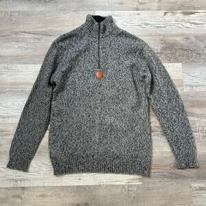 Dovrefjell Wool Blend Half Zip Sweater Gray Marled Knit Nordic Outdoor M